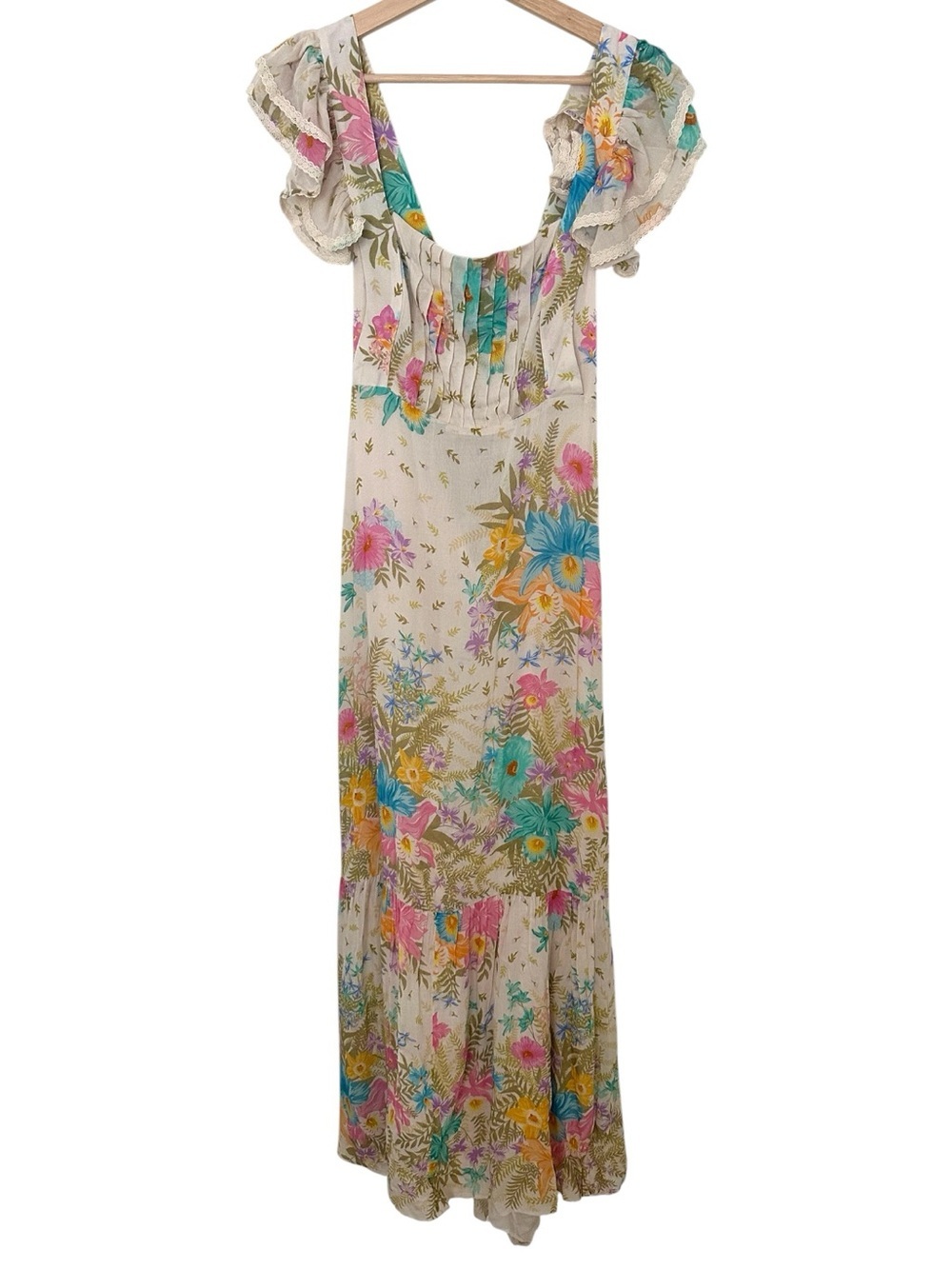 New SPELL Lei Lei Frill Gown - Cream Floral sz XL - Picture 4 of 15